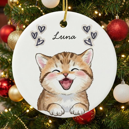 Décoration En Céramique Personalized Custom Cat Photo Name Keepsake