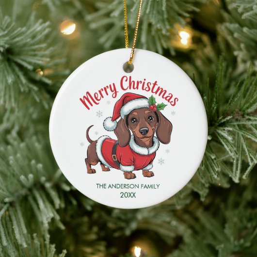 Décoration En Céramique Personalized Dachshund in Santa Hat Christmas (Arbre)