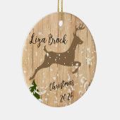 Décoration En Céramique Personalized doe Christmas bauble wooden backgroun (Droite)