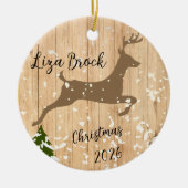 Décoration En Céramique Personalized doe Christmas bauble wooden backgroun (Devant)