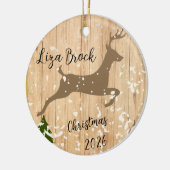 Décoration En Céramique Personalized doe Christmas bauble wooden backgroun (Gauche)