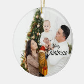 Décoration En Céramique Personalized Family Photo Ornament with Cat (Gauche)