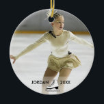 Décoration En Céramique Personalized Figure Skating Skater Name Christmas<br><div class="desc">Add your favorite skater's photo and name to this custom Christmas tree ornament.  Makes a special keepsake gift for skating coaches and instructors too. Simple,  classic and elegant,  an ornament that will be treasured for many years.</div>