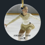 Décoration En Céramique Personalized Figure Skating Skater Name Christmas<br><div class="desc">Add your favorite skater's photo and name to this custom Christmas tree ornament.  Makes a special keepsake gift for skating coaches and instructors too. Simple,  classic and elegant,  an ornament that will be treasured for many years.</div>