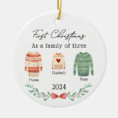 Décoration En Céramique Personalized First Christmas as a Family of 3 (Devant)