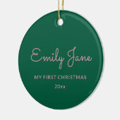 Décoration En Céramique Personalized First Christmas Baby Photo Name Green (Gauche)
