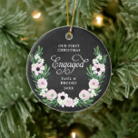 Décoration En Céramique Personalized First Christmas Engaged Floral Wreath<br><div class="desc">Personalized First Christmas Engaged Floral Wreath Ceramic Ornament. Personalize with your custom information on both front and back.</div>