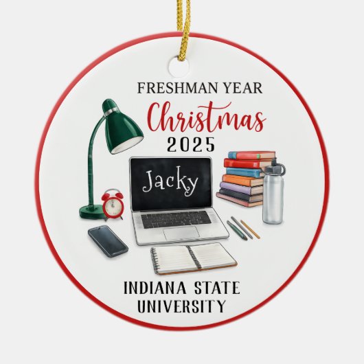 Décoration En Céramique Personalized Freshman Year Christmas For College (Devant)