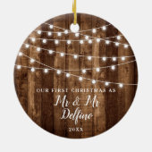 Décoration En Céramique Personalized Gay Wedding Rustic Wood String Lights (Dos)