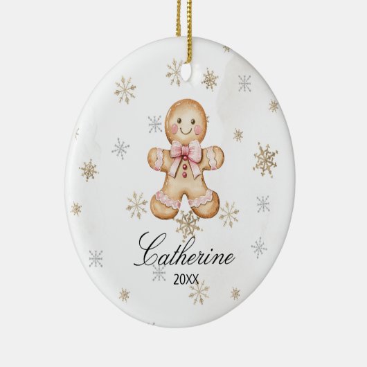 Décoration En Céramique Personalized Gingerbread Cookie Winter Snowflake (Droite)