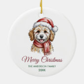 Décoration En Céramique Personalized Goldendoodle Dog Santa Hat Christmas (Dos)