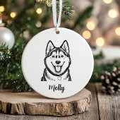 Décoration En Céramique Personalized Husky Dog Christmas