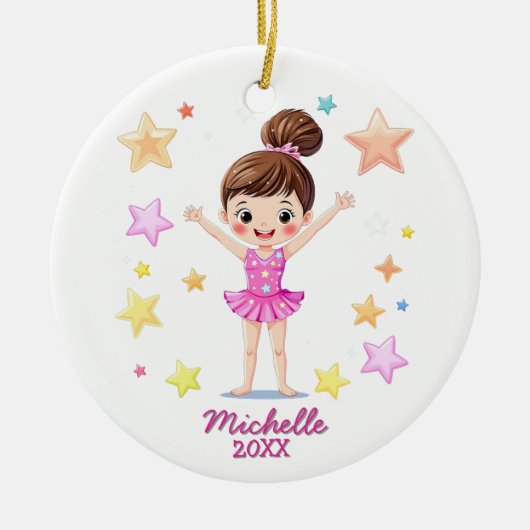 Décoration En Céramique Personalized Little Gymnast Girl Christmas Pink (Devant)
