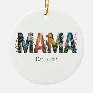 Décoration En Céramique Personalized Mama Est Year Floral Mother Gift