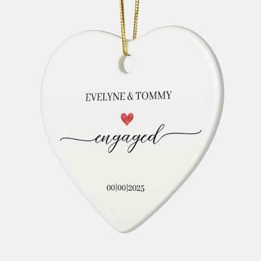 Décoration En Céramique Personalized Names and Date Engagement Heart- (Gauche)