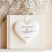 Décoration En Céramique Personalized Names and Date Engagement Heart-