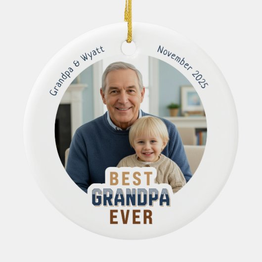 Décoration En Céramique Personalized Names Photo Best Grandpa Ever (Dos)