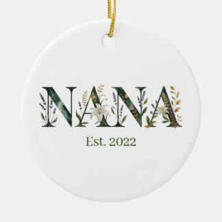 Décoration En Céramique Personalized Nana Est Year Floral Grandmother Gift