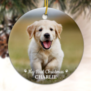 Décoration En Céramique Personalized Pet Puppy Photo Dog First Christmas