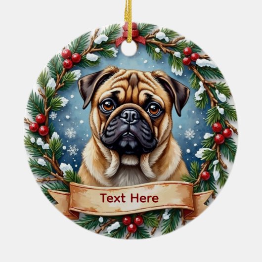 Décoration En Céramique Personalized Pug Christmas (Dos)