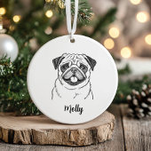 Décoration En Céramique Personalized Pug Dog Christmas