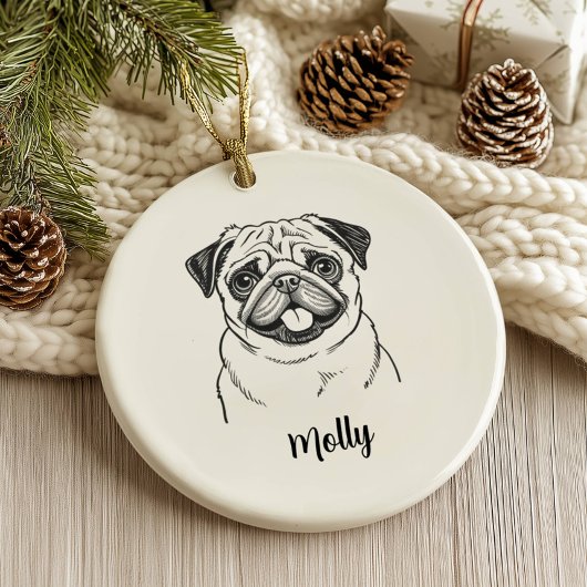 Décoration En Céramique Personalized Pug Dog Christmas