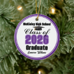 Décoration En Céramique Personalized Purple Class of 2026 Graduation Photo<br><div class="desc">Customize your own purple high school Class of 2026 graduate photo Christmas ornament for a high school or college graduation. Cool varsity letters for the year on a great custom commemorative keepsake for seniors.</div>