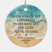 Décoration En Céramique Personalized Retirement Modern Blue Ocean Beach (Dos)