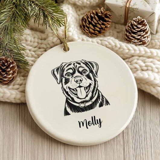 Décoration En Céramique Personalized Rottweiler Dog Christmas