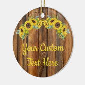 Décoration En Céramique Personalized Rustic Wood Sunflower Custom Text (Gauche)