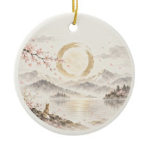Personalized Sakura Moon Japanese-Inspired Ornamen