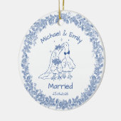 Décoration En Céramique Personalized Silly Goose Married Cute Blue Wedding (Gauche)