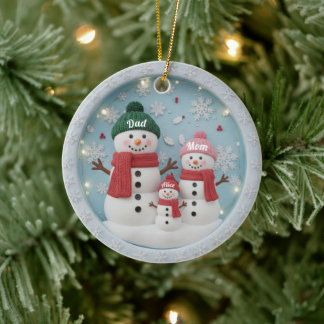 Décoration En Céramique Personalized Snowman Family Ornament