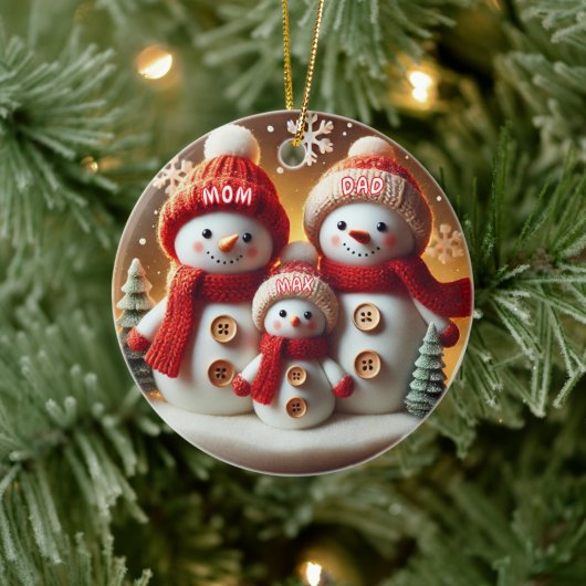 Décoration En Céramique Personalized Snowman Family Ornament (Arbre)
