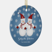 Décoration En Céramique Personalized Snowman Twins Ornament (Droite)