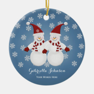 Décoration En Céramique Personalized Snowman Twins Ornament