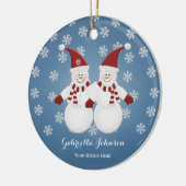 Décoration En Céramique Personalized Snowman Twins Ornament (Gauche)