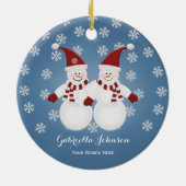 Décoration En Céramique Personalized Snowman Twins Ornament (Dos)