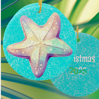 Décoration En Céramique Personalized Tropical Starfish Christmas Holiday