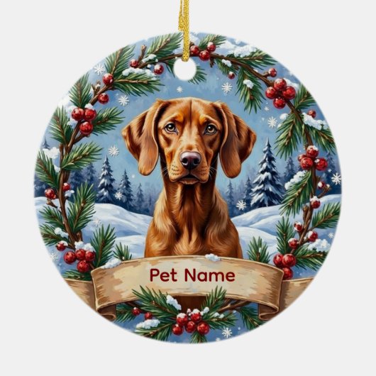 Décoration En Céramique Personalized Vizsla Christmas (Dos)