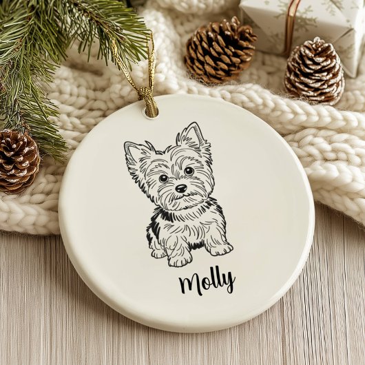 Décoration En Céramique Personalized Yorkie Dog Christmas