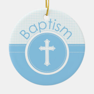 Décoration En Céramique Personnalisable, Enfant de Dieu garçon bleu Baptêm