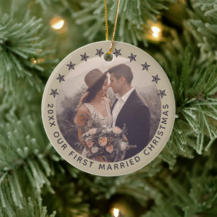 Décoration En Céramique Personnalisable Premier Marié Noël Élégant Taupe