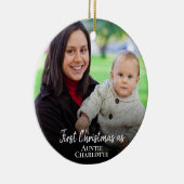 Décoration En Céramique Personnalisé 1er Noël Tante 2 Photo Script blanc (Droite)