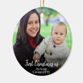 Décoration En Céramique Personnalisé 1er Noël Tante 2 Photo Script blanc (Gauche)