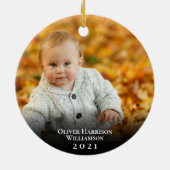 Décoration En Céramique Personnalisé 1er Noël Tante 2 Photo Script blanc (Dos)