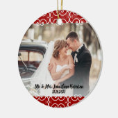 Décoration En Céramique Personnalisé 2 Face Rouge Blanc Élégant 2 Mariage (Gauche)