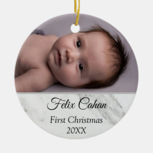 Décoration En Céramique Personnalisé 2 Photo Babys My First Christmas 202