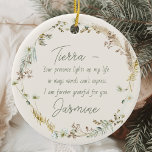 Décoration En Céramique Personnalisé Boho Fleur sauvage Amitié Noël<br><div class="desc">Célébrez votre amitié chère cette saison de fêtes avec l'Ornement en céramique de Noël de l'Amitié Fleur sauvage Boho personnalisée. Décoré d'un magnifique design fleur sauvage de boho, cet ornement offre une touche unique et personnelle à votre décor de vacances. La personnalisation personnalisée vous permet d'inclure un message sincère à...</div>