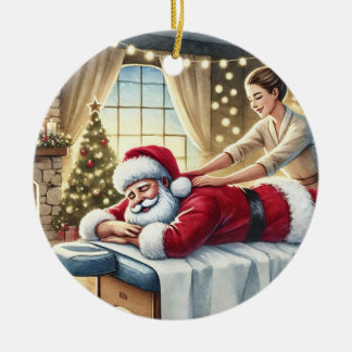 Décoration En Céramique Personnalisé Cute Père Noël Obtenir un massage